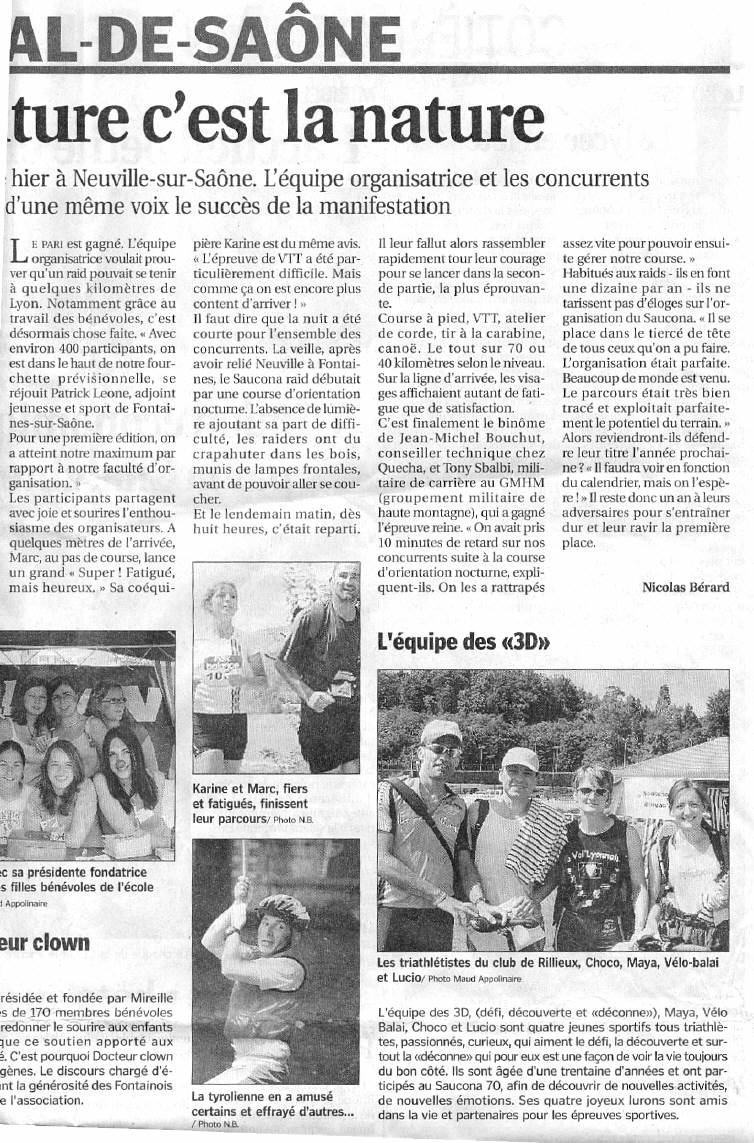 Saucona Raid - Le Progrès 13 juin 2005